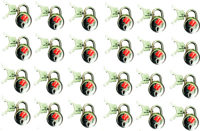 Loki LOCK 25 MM SMALL SIZE QUANTITY PACKED 24 LOCK 48 KEYS Lock(Orange)