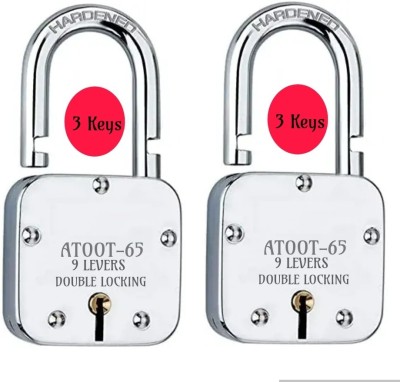 Bergo Atoot 65mm Double Locking Pack of 2 Padlock(Silver)