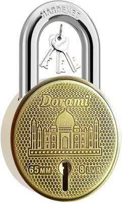 Indora Taj Lock Round 65mm | Strong Shackle | 8 Levers | Dual Lock | 1 Pc Padlock(Gold)