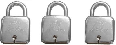 Godrej SQUARE 7 LEVER (60MM) PACK OF 3 Padlock(Silver)