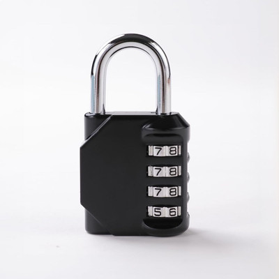 KUBER INDUSTRIES 4 Digit Combination Lock for Travel Luggage-Suitcase|8045|Gold Padlock(Black)