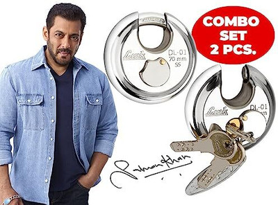 Link Hi-Tech 70mm Round Padlock 2Pcs-Set Combo Padlock(Silver)