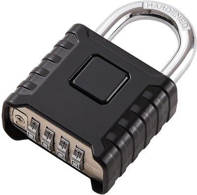 Store2508 Stainless Steel & Zinc Alloy Heavy Duty Number Combination Padlock with 4 Digits Combination Lock(Black)