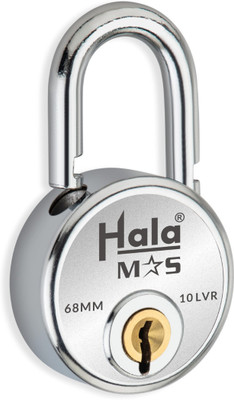 HALA Round 68mm 10 Levers Double Locking Comes With 3 Heavy And Sturdy Keys Padlock(Silver)