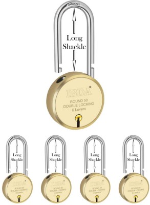 IBDA long shackle | small lock & key |Double Locking| Pk of 5 | Rivetless Steel Body Padlock(Gold)