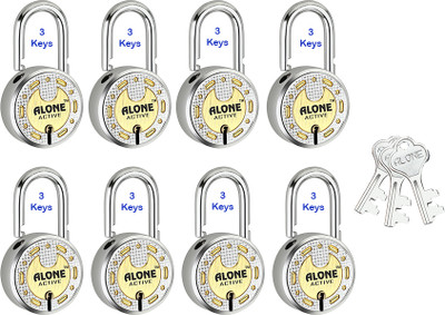 alone Round 65mm 3 Each Keys 8 Padlocks for home door gate shutter Brass Combination Padlock(Gold, Chrome)