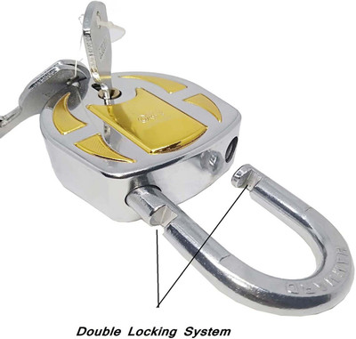 Rizmeg 67MM Padlock for Home | Double Locking System | Strong Shackle | 3 Keys lock Padlock(Silver and gold)