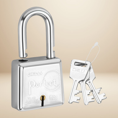 PLUS POINT 70mm Padlock Heavy Duty 7-Lever Double Locking Security Lock ,3 Keys Padlock(Silver)