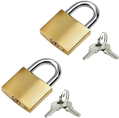 SEE INSIDE Premium Solid Imitation 20 mm Copper Mini Lock with 2 Additional keys - 2 Pcs Lock(Golden)