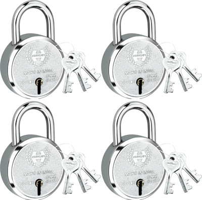 HARRISON 0659 J Supreme Round 50mm BCP Padlock with 7 Lever (Pack of 4) Padlock(Chrome Plated)