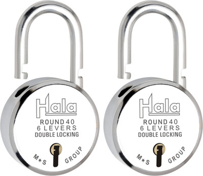 HALA Round 40mm Double Locking 6 Lever Comes With 3 Keys Padlock(Silver)