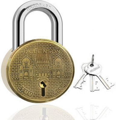 HELENSON Round 65mm Lock | Double Locking | 8 Levers (Pack of 1) Padlock(Gold)