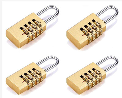 BANISTROKES 4 Digit Brass Re-Settable Combination Padlock/Password Lock Lock(Silver)