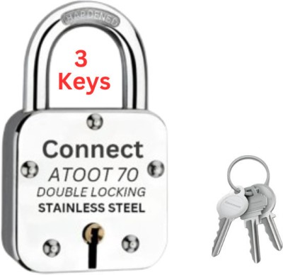 Connectlocks Atoot 70 mm Lock | Steel Body | Hardened Shackle | 7 Levers Padlock(Steel)