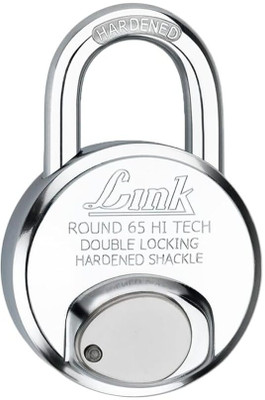 Link Hi-Tech 65mm Round Lock|Stainless Body|Hardened Shackle|Hi-tech Keys Padlock(Silver)