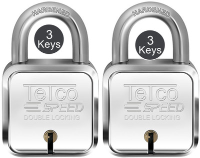 Dorami Square 60mm Lock | Hardened Shackle | Double Locking | Steel Body (Pack of 2) Padlock(Silver)