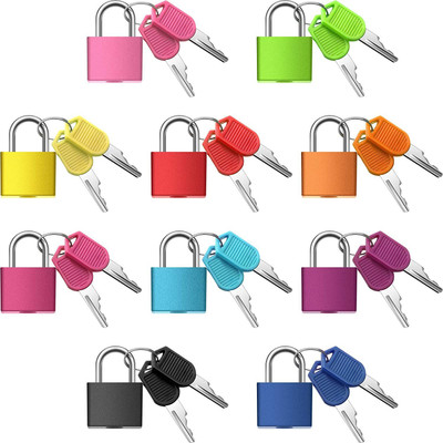 PuthaK 10Pcs Suitcase Lock,10 Colors Mini Padlock with 20 Keys Padlock(Multicolor)