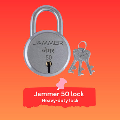 Foora Jammer JAMMER 50mm Small Round Lock with 3 Keys, 6 Lever, Heavy-Duty Iron Body Padlock(Silver)