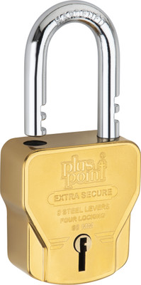 PLUS POINT 60mm Heavy-Duty Padlock 7-Lever Double Locking System 3 High-Security Key(Gold) Padlock(Gold)