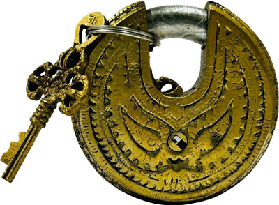 VINIROH Antique Lion Door Padlock With 2 Keys Working Functional Handmad Brass Lock Padlock(Gold)