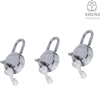 SHINI LIFESTYLE Tala Chabi Lock and Key Security Home safety Padlock with 3 keys 40mm 3pc Lock(Silver)