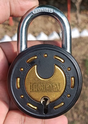 IBDA Round 65mm lock and key | Double Locking | 7 Levers' Technology | Rivetless Body Padlock(Black, Gold)