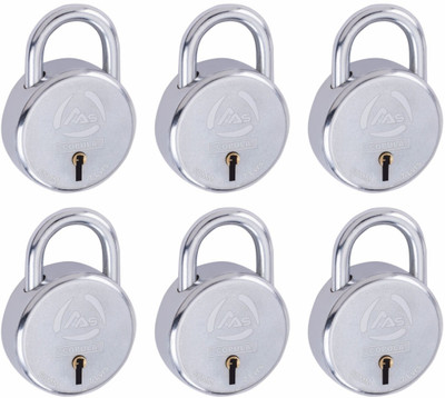 AAS COPULA 7 Lever 60 mm lock 3 Keys Steel Shackle Round Locks Padlock(Silver)