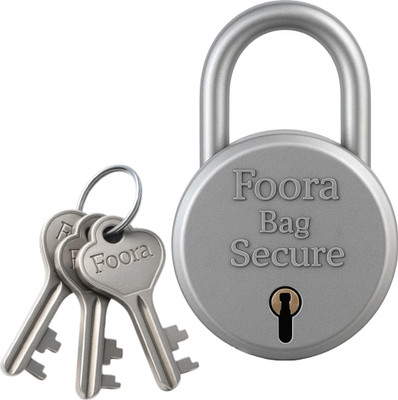 Foora Bag Lock with 3 Keys – Compact & Durable Padlock for Bags and Luggage Padlock(Silver)