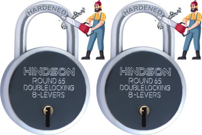 HINDSON Lock and key door lock for home gate shutter round 65mm main Padlock Padlock(Silver)