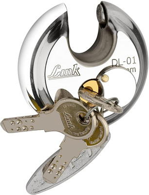Link Hi-Tech 90mm Disc Lock| Stainless Steel Body | Hardened Shackle | Made in India Padlock(Silver)