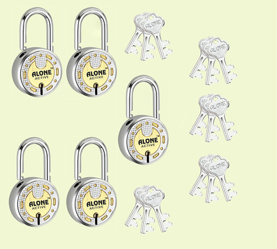 alone Round 65mm 3 Each Keys 5 Padlocks for home door gate shutter Brass Combination Padlock(Gold, Chrome)