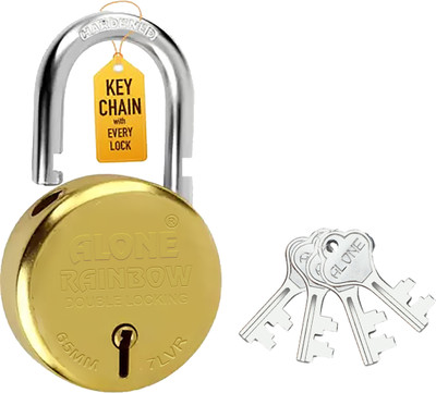 alone Rainbow Round 65mm lock 4 Keys Padlock for door Gold Finish Padlock(Antique)