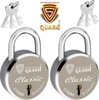 S-Guard Classic Laser Printed Door Lock,Lock for Gate-65MM-8 Levers,Double LockingSystem Padlock(Silver, Gold)