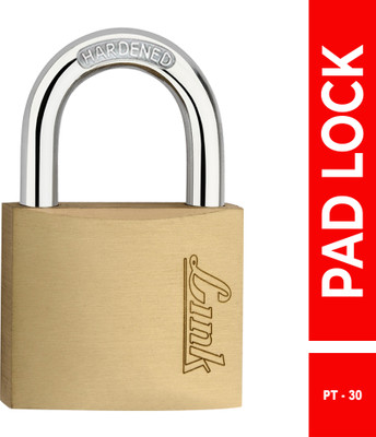 Link 30mm New Square Lock | Hardened Shackle | Made In India Padlock(Brass)