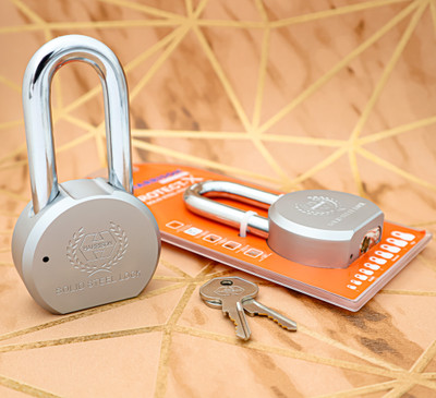 HARRISON Long Shackle Lock 65mm with 3 Brass Key Protect-X 0949 |Lock and Key| Door Lock| Padlock(Silver)