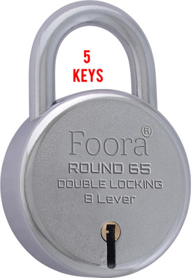Foora Round 65 with 5 keys Each, Double Locking Technology. Lock(Silver)