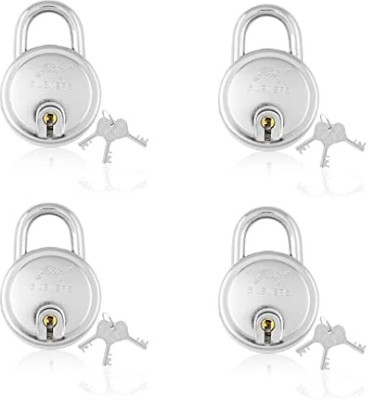 Godrej Locks Round Padlock with 5 Levers Pack Of 4 Padlock(Silver)