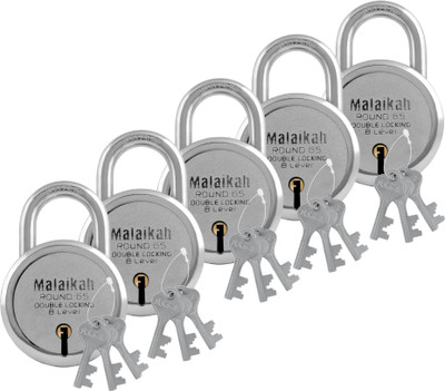 Malaikah Round 65 Pack Of 5 Padlock(Silver)