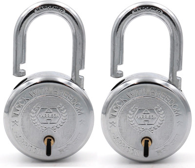 HARRISON Padlocks / 7 Lever Padlock With 3 Keys T-26/BCP-0277/ pack of 2 Padlock(Chrome Plated)