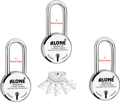 alone Round 50mm 5 Keys Each 3 Padlocks for home door gate shutter Brass Combination Padlock(Gold, Chrome)