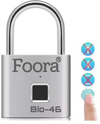 Foora Bio-46 finger print padlock pack of 1 Padlock(Silver)