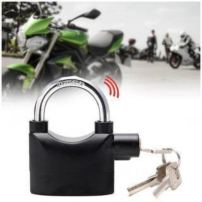RZON Alarm Lock Padlock Anti-Theft Security System Door Motor Bike Bicycle_01 Lock(Black)