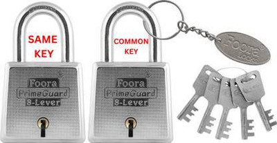 Foora Primeguard Square 60 mm Same Key Padlock – Ideal for Door Lock Padlock(Silver)