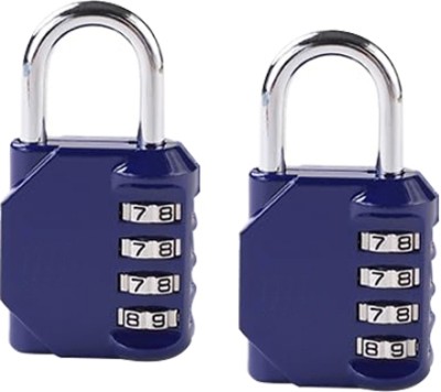 KUBER INDUSTRIES 4-Digit Code Combination Heavy Duty Door Lock | Luggage Lock | Pack of 2 (Blue) Lock(Blue)