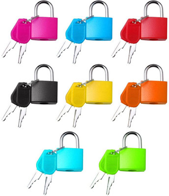 JGG Jain Gift Gallery 8 Pcs Luggage Locks with Keys, Locker Lock Small Luggage Padlocks Lock(Multicolor)