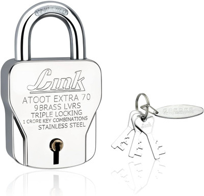 LINK LOCK LINK ATOOT EXTRA 70MM | STAINLESS STEEL | TRIPLE LOCKING MECHANISM | 3 KEYS | Padlock(PACK OF 1)