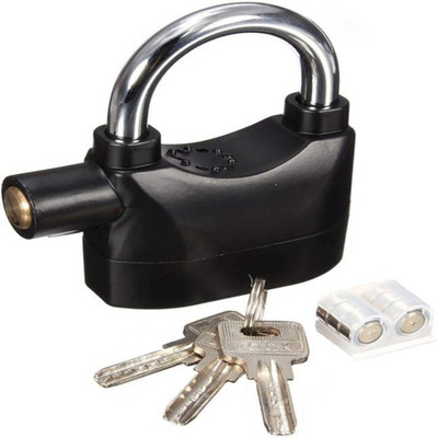 RZON Siren Alarm Padlock Anti-Theft Security System Door Motor Bike with Keys_01 Lock(Black)