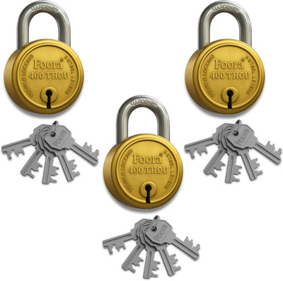 Foora 400 Thou Gold Pack of 3 – Premium Quality Padlock(Gold)