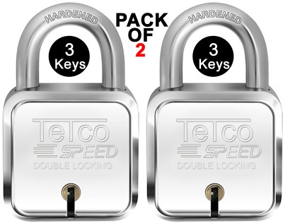 Indora Atoot 60mm lock 3 Keys Hardened Shackle Double Locking PK 2 Padlock(Silver)