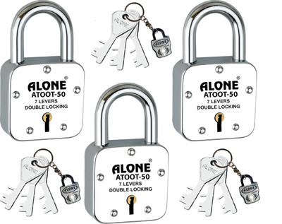 alone Atoot 50mm 3 Keys Each with 3 Padlock Hardened Shackle, Steel Body Padlock(S.S)